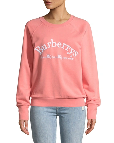 Burberry Embroidered Archive Logo Jersey Sweatshirt In Pink