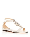Jimmy Choo Averie Flat Chalk Nappa Leather Sandals With Silver Crystal Piece In Multi