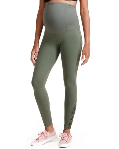 Ingrid & Isabel Maternity Active Ankle-length Leggings With Macrame Detail In Olive