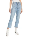 Agolde Riley High-rise Straight Crop Stagger Jeans In Zephyr