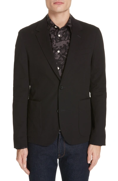 Ps By Paul Smith Black Slim-fit Unstructured Stretch-cotton Blazer
