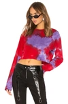 Cotton Citizen Tokyo Crop Long Sleeve Shirt In Cherry & Lavender Tie Dye