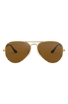 Ray Ban Original 58mm Aviator Sunglasses In Gold/ Brown Solid