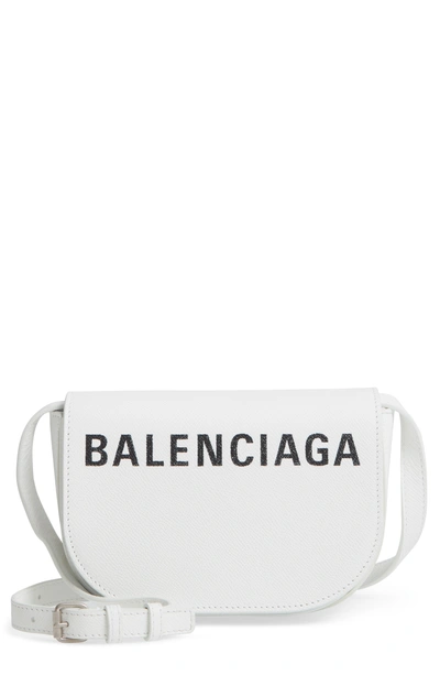 Balenciaga Extra Small Ville Calfskin Saddle Bag - White In Bianco