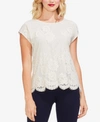 VINCE CAMUTO LACE-FRONT CAP-SLEEVE T-SHIRT