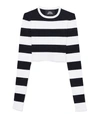 MARC JACOBS Wide Striped Long Sleeve Crop Top in Black/Ivory