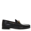 GUCCI BLACK LEATHER LOAFERS WITH ICONIC HORSEBIT,10783766