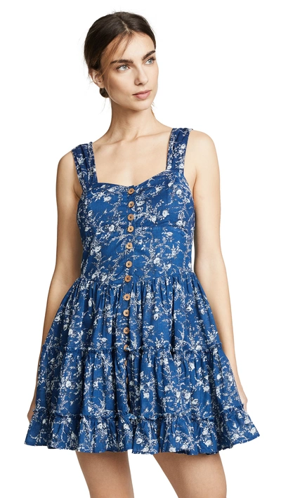 Free People Dance On The Blacktop Floral Mini Dress In Blue Combo