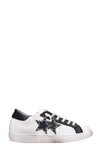 2STAR 2Star Low White Black Leather Sneakers,10783868