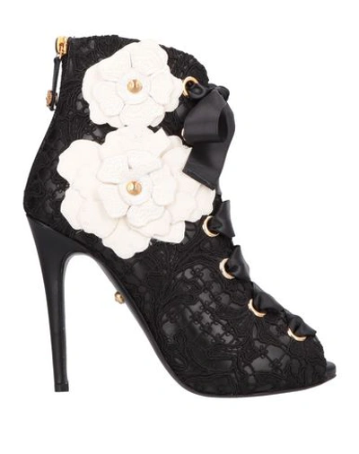Fausto Puglisi 110mm Lace & Leather Lace-up Ankle Boots In Black,white