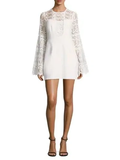 Nanette Lepore Spanish Dancer Lace Bell-sleeve Dress In White