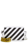 Off-white Stripe Printed Leather Belt Bag In White,black