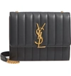 SAINT LAURENT SMALL VICKY LEATHER WALLET ON A CHAIN - GREEN,5541250YD01