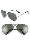 Ray Ban 62mm Aviator Sunglasses - Black/ Green Solid In Black/green Polarized