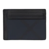 BURBERRY BURBERRY NAVY AND BLACK LONDON CHECK MONEY CLIP CARD HOLDER