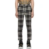 BURBERRY BURBERRY BLACK AND WHITE CHECK SERPENTINE TROUSERS