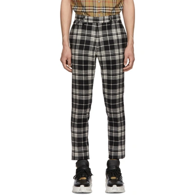 Burberry Slim Fit Tartan Wool Cashmere Tailored Trousers In Black
