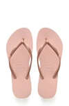 Havaianas Glitter-detail Logo-embossed Flip Flops In Pink