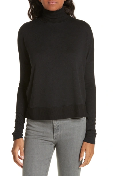 Rag & Bone Bowery Dropped-shoulder Button-back Turtleneck Sweater In Black