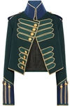 BURBERRY BURBERRY WOMAN CROPPED BUTTON-EMBELLISHED WOOL JACKET FOREST GREEN,3074457345619800827