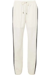 BURBERRY BURBERRY WOMAN STRIPED SILK AND WOOL-BLEND CREPE TRACK PANTS OFF-WHITE,3074457345619765619