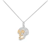 True Rocks 2 Tone Sterling Silver & Gold Plated Mini Skull Pendant In Skull