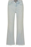 ALEXANDER WANG WOMAN CROPPED FRAYED HIGH-RISE STRAIGHT-LEG JEANS LIGHT DENIM,GB 6200568457389838