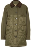 BURBERRY WOMAN VERNLAKE PANELED QUILTED SHELL COAT ARMY GREEN,AU 1392478505251