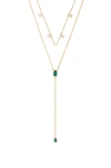 ELIZABETH STONE ELIZABETH STONE DOUBLE TEAR DROP LAYERED NECKLACE IN GOLD & GREEN OPAL,ESTO-WL25