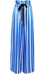 MOTHER OF PEARL MOTHER OF PEARL WOMAN STRIPED SILK-SATIN WIDE-LEG PANTS BLUE,3074457345619777400