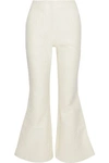 BEAUFILLE BEAUFILLE WOMAN ZELUS COTTON-BLEND MATELASSÉ FLARED PANTS CREAM,3074457345619866277