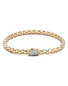 John Hardy 18k Yellow Gold Dot Slim Chain Bracelet With Diamonds In White/gold