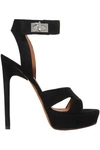 Givenchy Shark Lock Cutout Suede Platform Sandals In Black