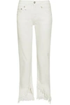 R13 R13 WOMAN FRAYED LOW-RISE STRAIGHT-LEG JEANS OFF-WHITE,3074457345619833469