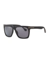 Tom Ford Morgan Thick Square Acetate Sunglasses, Black/blue In Black