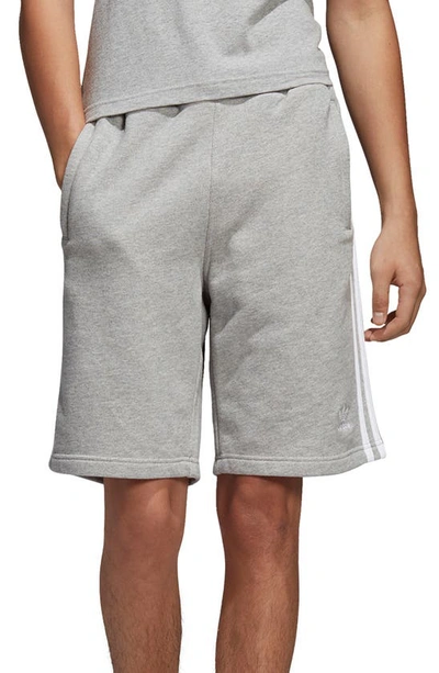 Adidas Originals Adidas 3-stripe Cotton Track Shorts In Grey