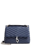 REBECCA MINKOFF EDIE QUILTED LEATHER CROSSBODY BAG - BLUE,HH18EEQX20