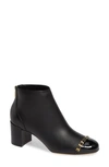 Ferragamo Vara Chain Leather Ankle Boots In Black
