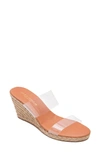 Andre Assous Anfisa Womens Leather Slip On Wedge Sandals In Clear