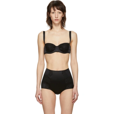 Dolce & Gabbana Lace-detail Satin Balconette Bra In Nero