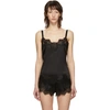 DOLCE & GABBANA DOLCE AND GABBANA BLACK SATIN LACE DETAIL TANK TOP