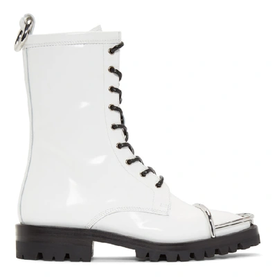 Alexander Wang Kennah Lace-up Glossed-leather Ankle Boots In White