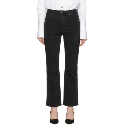 Khaite Vivian Cropped High-rise Bootcut Jeans In Black