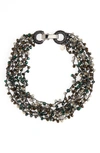 STELLA & RUBY CROCHET BEADED COLLAR NECKLACE,RBN3577-S-GREEN