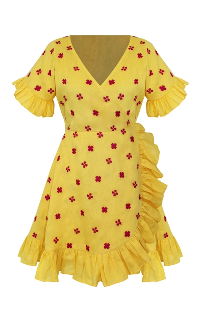 All Things Mochi Dory Ruffled Wrap Dress - 黄色 In Yellow