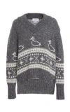 THOM BROWNE HIGH-LOW WOOL-MOHAIR SWEATER,FKA223A-00278