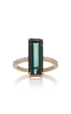 YI COLLECTION 18K GOLD, TOURMALINE AND DIAMOND DECO RING,710823
