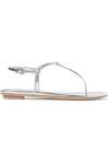 Prada Silver Laminated Thong Sandals