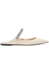 Jimmy Choo Bing Crystal-embellished Patent-leather Slippers In Ivory