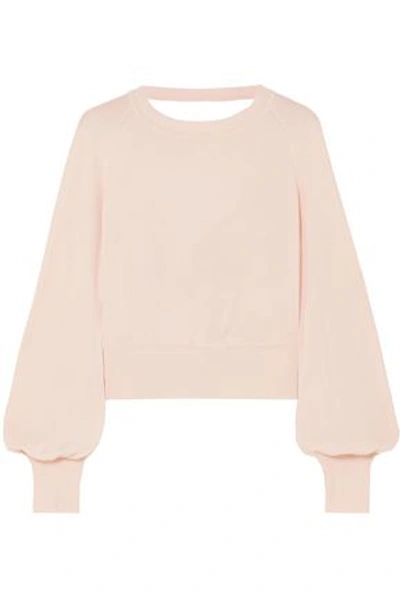 Adeam Woman Open-back Knotted Stretch-knit Jumper Pastel Pink